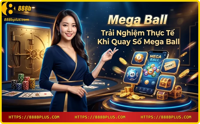 Bàn tay bấm nút bắt đầu quay Mega Ball với hiệu ứng chuyển động