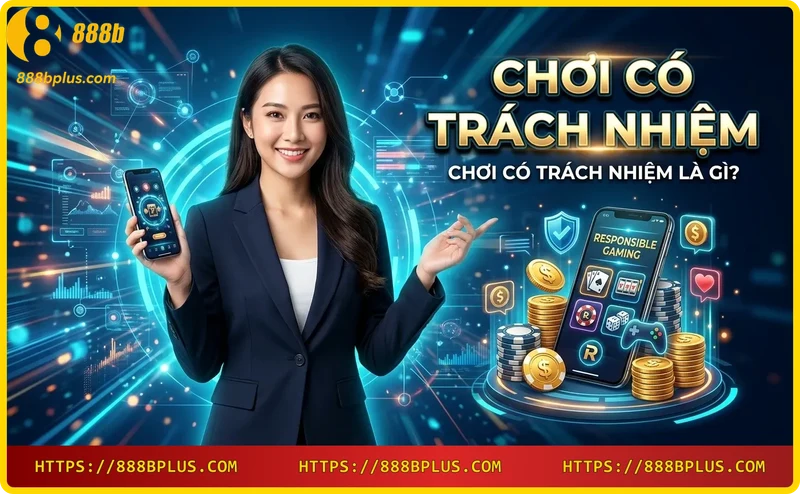 Cân bằng vàng với chip casino hai bên, tượng trưng cho chơi có trách nhiệm