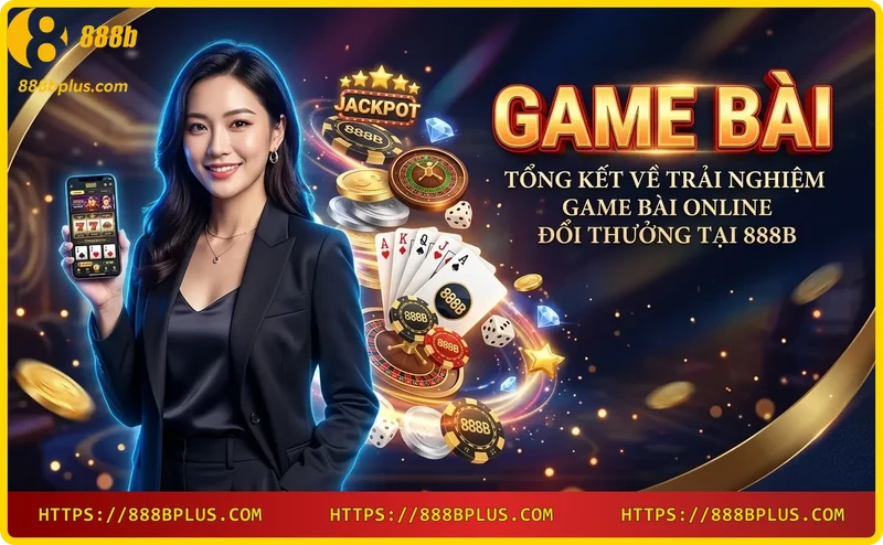 Hình ảnh tổng kết trải nghiệm game bài tại 888B: uy tín, đa dạng, hấp dẫn