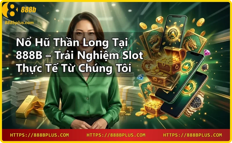 Người chơi bấm nút quay Nổ Hũ Thần Long trên nền neon