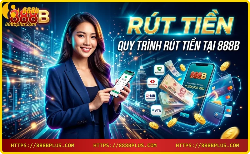 Quy trình rút tiền 888B trên điện thoại với các phương thức thanh toán