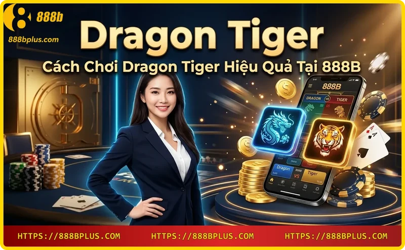 Tay người chơi đặt cược chip vàng trên bàn Dragon Tiger